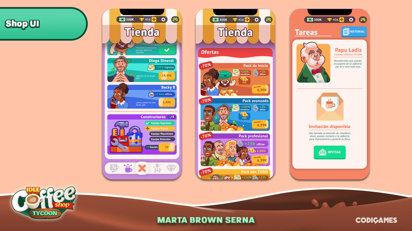 Coffe shop tycoon - UI Designs
